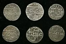 Lot Sale 6 Ancient Safavid Empire Silver Coins Circa 1694 - 1722 A.D.