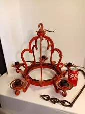 Antique Cast Iron Chandelier Hand Made 5 Light Ceiling Fixture