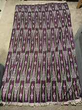 Extra Large Baule Indigo Ikat Fabric Strip Woven Textile 108” X 64” Fringe