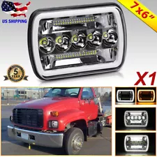 For Chevy C6500 C7500 Kodiak Corvette Classic Car 5x7/7x6 LED Headlight Halo DRL