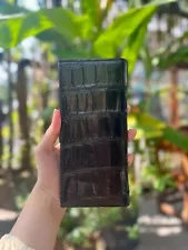 SALE OFF !! Black Crocodile Belly Skin Leather Long Wallet For Men Freeship