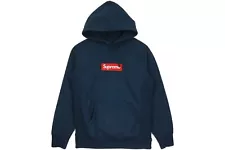 FW16 Supreme Box Logo 2016 Hooded Sweatshirt Navy Vintage Bogo Hoodie