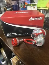 Accurate Valiant 300 Single Speed Reel BV-300 Silver/Red Brand New In Box