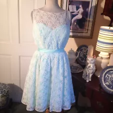 MORI LEE FOR MADELINE GARDNER PALE TURQUOISE LACE DRESS-USA20-EXQUISITE BEAUTY!!