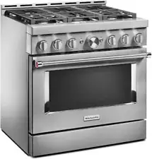 KitchenAid KFGC506JSS 36" 5.1 Cu. Ft. Slide-In Gas True Convection Range