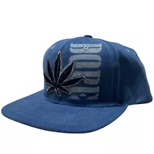 DOPE Adjustable 3D marijuana Logo blue Snapback Flat Bill Cap Hat