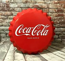 Large Coca-Cola Bottle Cap Aluminum Metal Sign for Man Cave - Coke Classic