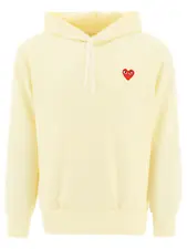 COMME DES GARCONS CDG PLAY RED HEART DRAWSTRING HOODIE IVORY SIZE EXTRA LARGE