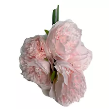 5-Head Artificial Pink Peony Silk Flower Decor (Marks on stem)