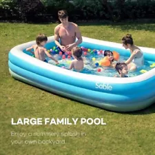 SABLE SA-HF025 Inflatable Outdoor Family Pool for Kids, Adults 112" X 72" X 20"