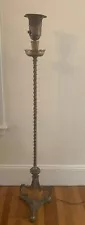 Vintage Art & Crafts Ornate Brass Torchiere Floor Lamp with Perforated No Shade