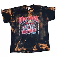 Vintage Y2K Daytona Beach 2004 Bike Week Flag Graphic Shirt Mens XL Acid Wash