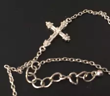 Vtg Bracelet MARKED IBB CN 925 STERLING SILVER Tennis Chain Glitzy Cross lot y