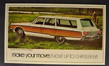 1968 Chrysler Town & Country Station Wagon Postcard Excellent Original 68