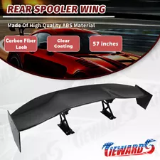 Universal 57" GT Adjustable Trunk Rear Spoiler Wing ABS Carbon Fiber Look Style