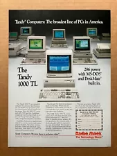 1989 Radio Shack Tandy 1000 TL Personal Computer Original Print Ad, 8.25"x11"