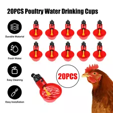 20Pcs Poultry Water Drinking Cups Chicken Hen Plastic Automatic Drinker Feeder