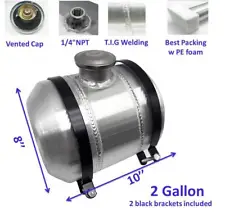 2 Gallons ▲Center Fill Aluminum Fuel Gas Tank w/ Accessories, 1/4 NPT, 8" x10"