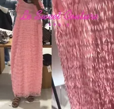 ZARA WOMAN NWT SS24 PINK MIDI DRESS WITH FRINGE 3920/096 SALE