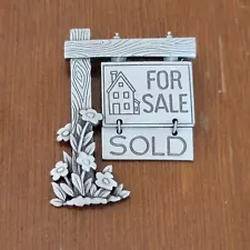 Realtor Real Estate Agent Brooch Lapel Pin For Sale Sign Swinging Sold Sign