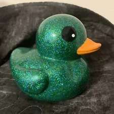 Sparkle & Shine Dazzle Duckie Glitter Rubber Metallic Green Jumbo Duck