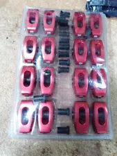 3/8" Stud 1.6 Ratio Rocker Arms Full Roller Red For Chevy SBC 283 327 350 400