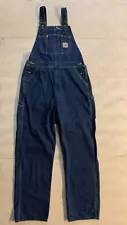 Carhartt R07-DST Denim Overalls Work Bibs 100% Cotton Size 38x34