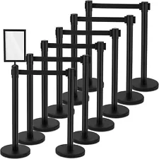 Barydat 12 Pcs Crowd Control Stanchion Set Black Safety Barrier Post with 9.8...