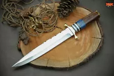 CUSTOM HANDMADE DAMASCUS STEEL HUNTING KNIFE WITH WOOD HANDLE FOR SALE