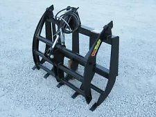 48" Compact Tractor Root Rake Clam Grapple Attachment Skid Steer Quick Attach