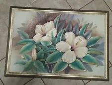 Oil Painting Signed By J Snider 2 X3 Ft bouquet of 2 white magnolia Vintage