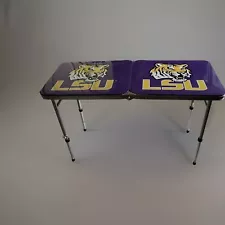 LSU Table Foldable Tailgating Game Day Camping Purple Gold Beer Pong Vintage