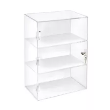 Azar Acrylic Lockbox Countertop Display Case w/ 2 Shelves 12.375" wide