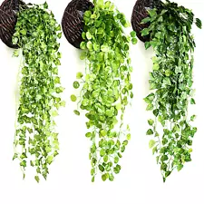 2 Bunch Artificial Fake Flower Vine Hanging Garland Plant Ivy Home Decor Green