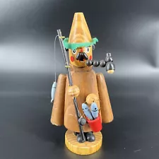 Handmade Wooden Fisherman German Incense Smoker Figurine