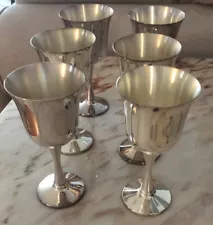 6 VINTAGE SALEM SILVERPLATE WATER GOBLETS Portugal 6-3/4"(HOLDS 8 OZ)