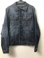 True Religion Blue Denim Snap Jean Jacket Mens Size Medium