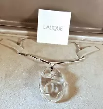 $1599 LALIQUE CRYSTAL STERLING COLLAR NECKLACE RONCES ROCK PENDANT MINT IN BOX