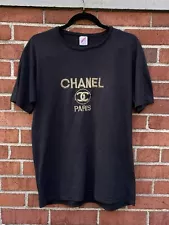 Vintage 90s Jerzees Boot Chanel Paris Embroidered T Shirt Single Stitch Size L