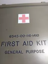 MILITARY FIRST AID KIT GENERAL PURPOSE CASE BOX 6545-00-116-1410 EMPTY, NICE