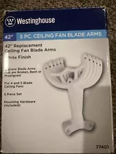 42" Westinghouse 77401 Ceiling Fan Blade Arms (5) - White Finish NEW