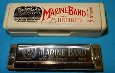 FINE VINTAGE HOHNER MARINE BAND HARMONICA 1896 MS MOUTH ORGAN BOXED - KEY Of C