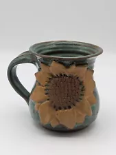 Groundhog Blues Handmade Pottery Sunflower Mug