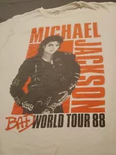 Michael Jackson Bad Tour Shirt Adult Large White Crew Neck Music Pop Casual