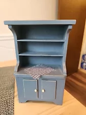 Dollhouse Miniature Kitchen Dining Room Hutch Cabinet Blue Country Style 9x5