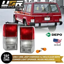 DEPO Euro Style Red/Clear Rear Tail Light Set for 1984-1996 Jeep Cherokee XJ (For: 1996 Jeep Cherokee)