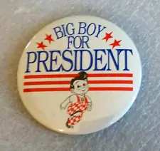 Vtg Bob's Big Boy For President Hamburger Restaurant Button Pin New NOS 1980s