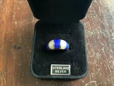 Vintage Sterling 925 Inlaid Blue Lapis Mother of Pearl Ring Sz 7