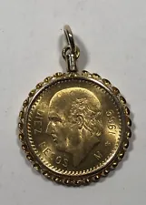 9.97-gram Mexican 10 Peso Coin in 14K Gold Bezzel.