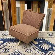 Kroehler Swivel base Lounge Chair Brown Textured Vintage 50s Mid Century Slipper